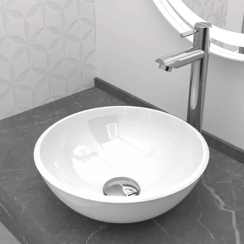 Cuba De Apoio 30 cm Jaspe Branca BT-3063