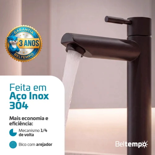 Torneira de Mesa Bica Alta Elegance Black Matte