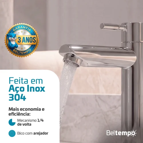 Torneira de Mesa Bica Baixa Elegance Cromada