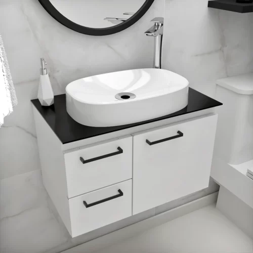 Gabinete Armário de Aço 62 x 36 Ares Branco Com Cuba De Apoio