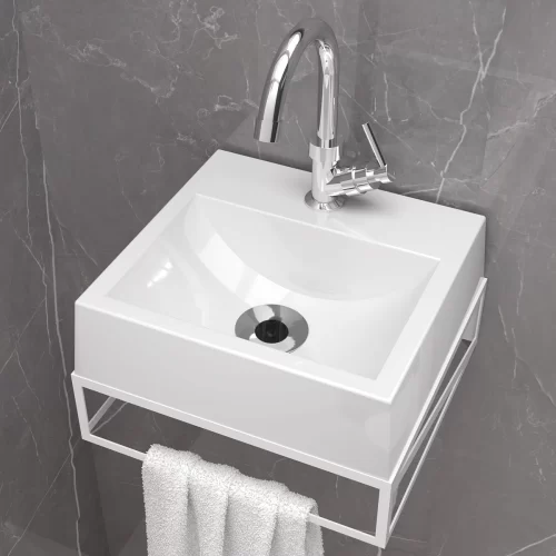 Kit Suporte Branco Pequeno 32 x 30 com Cuba Pia de Apoio