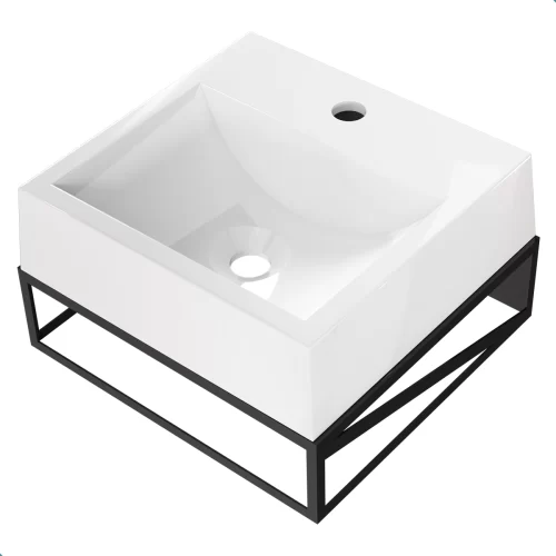 Kit Suporte Preto Pequeno 32 x 30 com Cuba Pia de Apoio