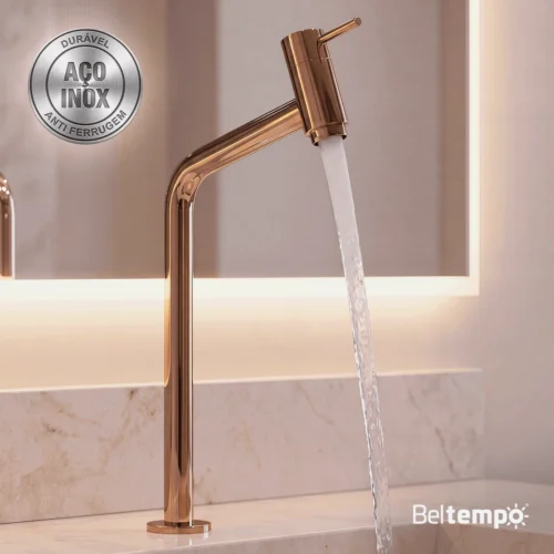 Torneira Link Bica Alta De Bancada 45° 1/4 De Volta Metal Rose Gold Classic