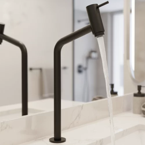 Torneira Link Bica Alta De Bancada 45° 1/4 De Volta Metal Preta Classic