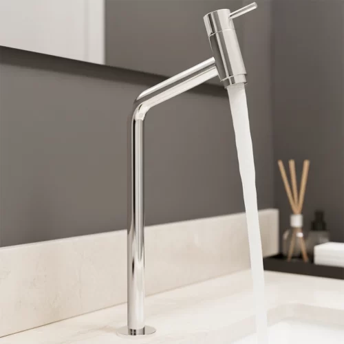 Torneira Link Bica Alta De Bancada 45° 1/4 De Volta Metal Cromada