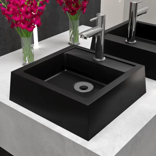 Cuba De Apoio 35 x 35 cm Pirita Preto Fosco BT-2655