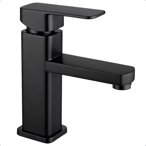 Torneira Quadrada De Bancada Bica Baixa Inox Preto Fosco