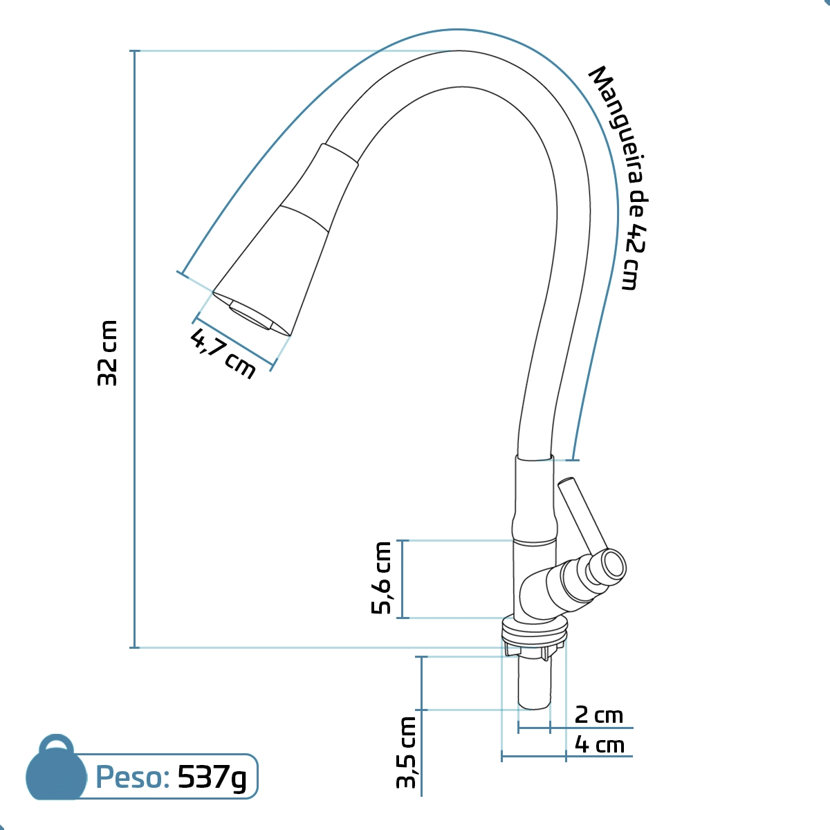 flexivel de bancada dois jatos 1.4