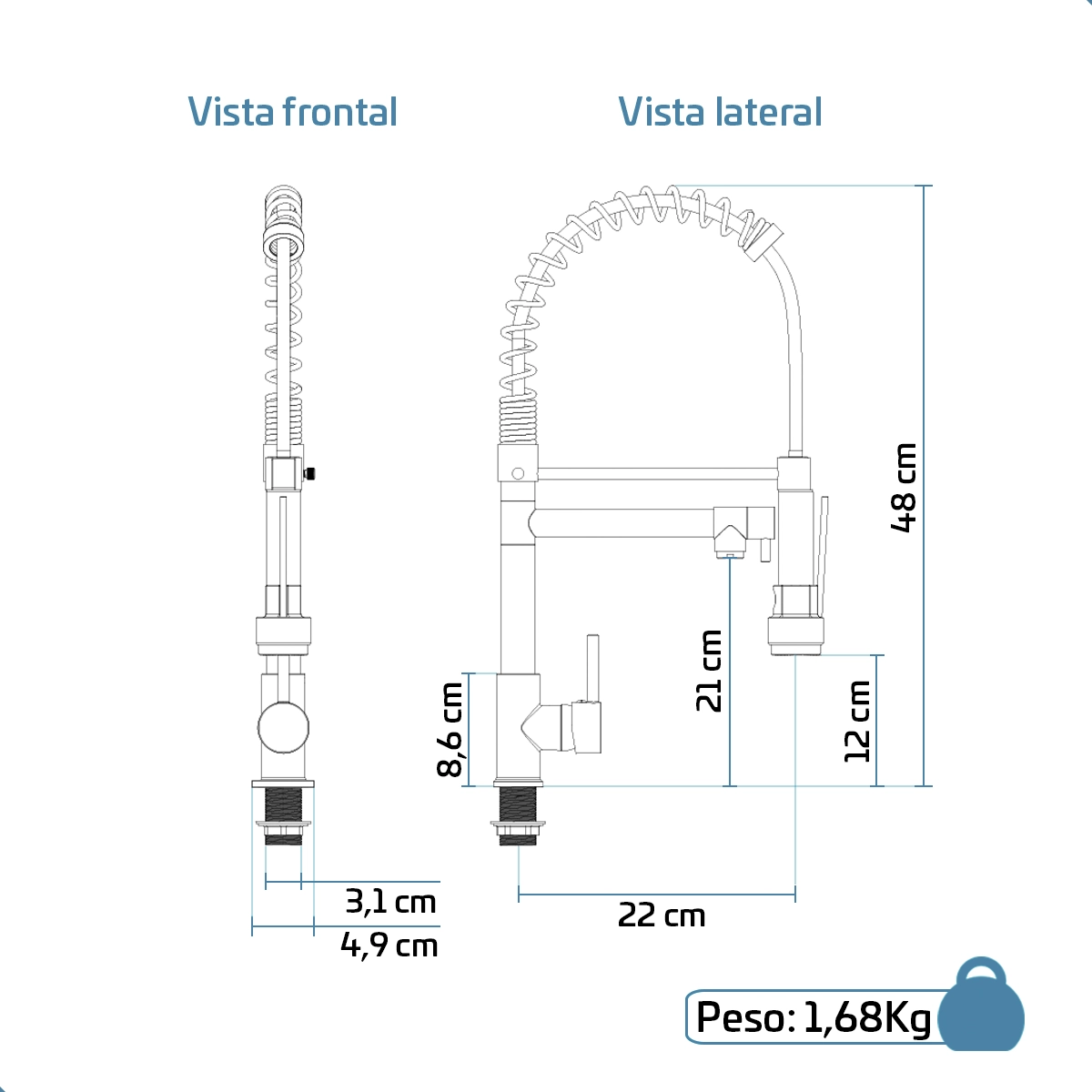 gourmet monocomando inox 1.3