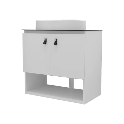 Kit Gabinete Armário de Aço 62 x 36 Zeus Branco Com Cuba De Apoio