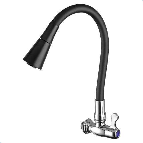 Torneira Cozinha Gourmet Flexível Parede 2 Jatos Preta