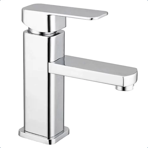 Torneira Quadrada De Bancada Bica Baixa Inox Cromada