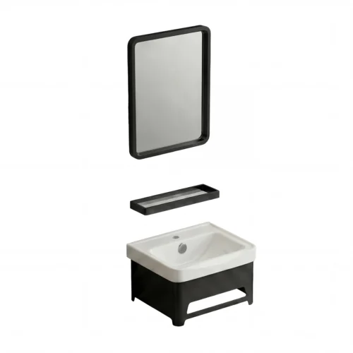 Gabinete Armário Banheiro Pequeno Suspenso 43x36cm Cuba Espelho Prateleira Bt-5020 Beltempo