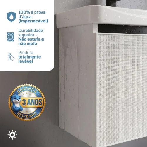 Kit Gabinete Armário Impermeável Cuba Espelho Prateleira Branco Anti Umidade BT-5060 43 x 46