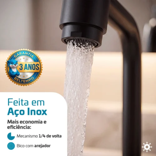 Torneira Link Bica Baixa De Bancada 45° 1/4 De Volta Preta
