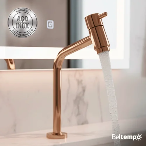 Torneira Link Bica Baixa De Bancada 45° 1/4 De Volta Rose Gold