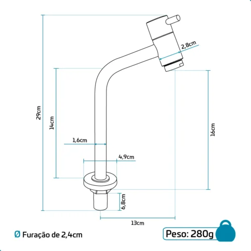 Torneira Link Bica Baixa De Bancada 45° 1/4 De Volta Rose Gold