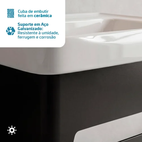 Gabinete Armário Banheiro Pequeno Suspenso 43x36cm Cuba Espelho Prateleira Bt-5020 Beltempo